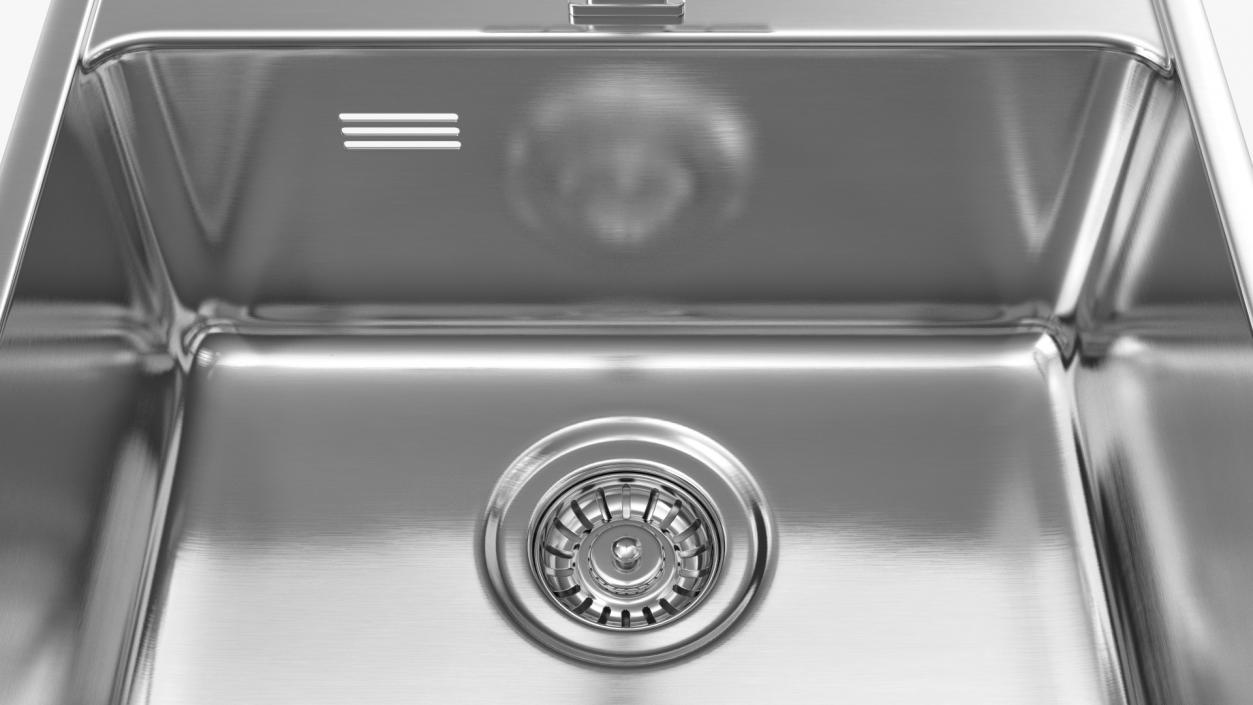 3D Stainless Steel Inset Sink with Angular Tap model