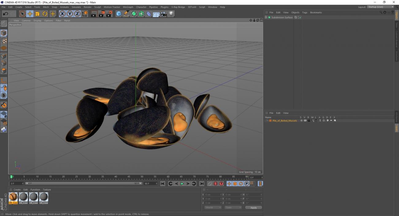 Pile of Boiled Mussels 3D