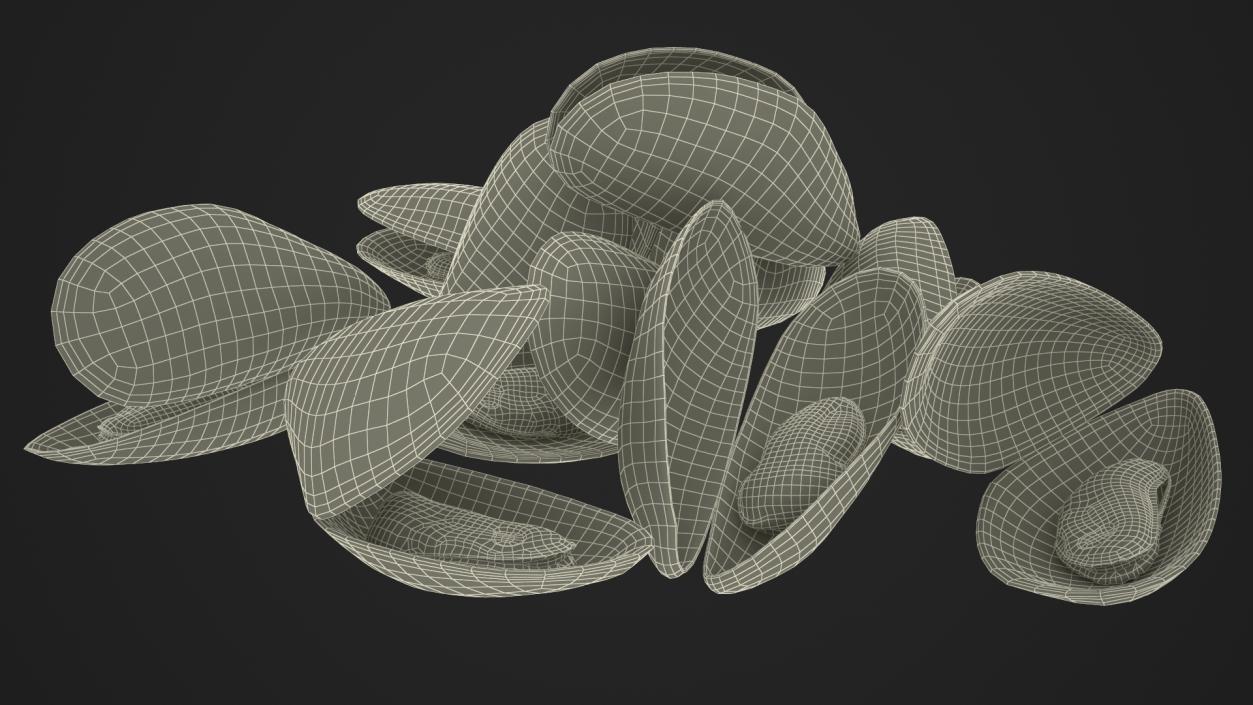 Pile of Boiled Mussels 3D