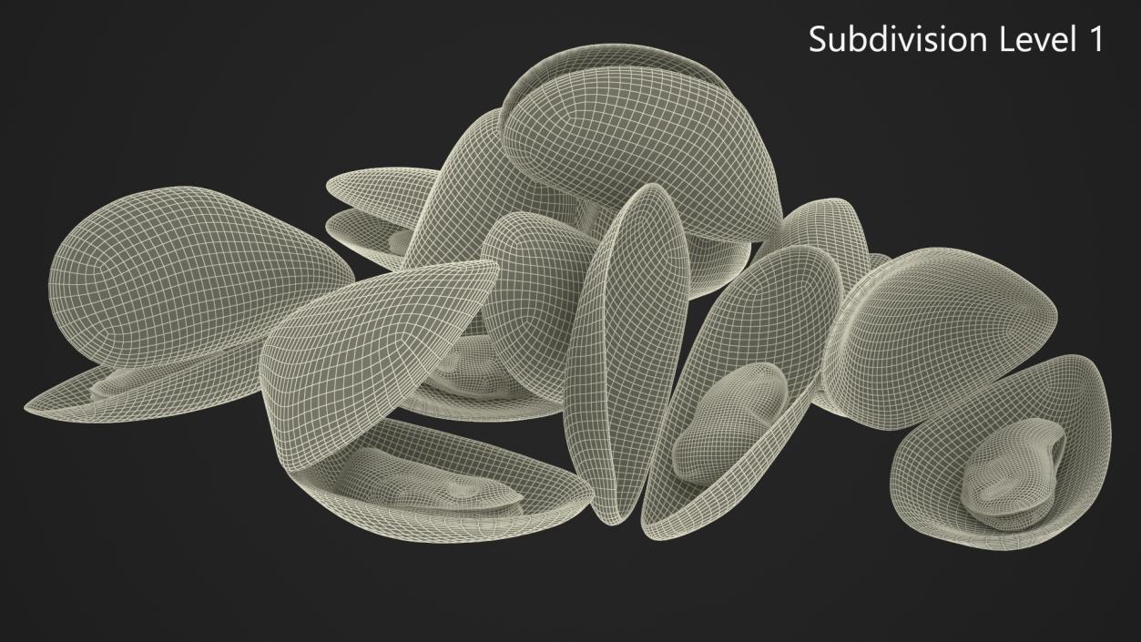 Pile of Boiled Mussels 3D