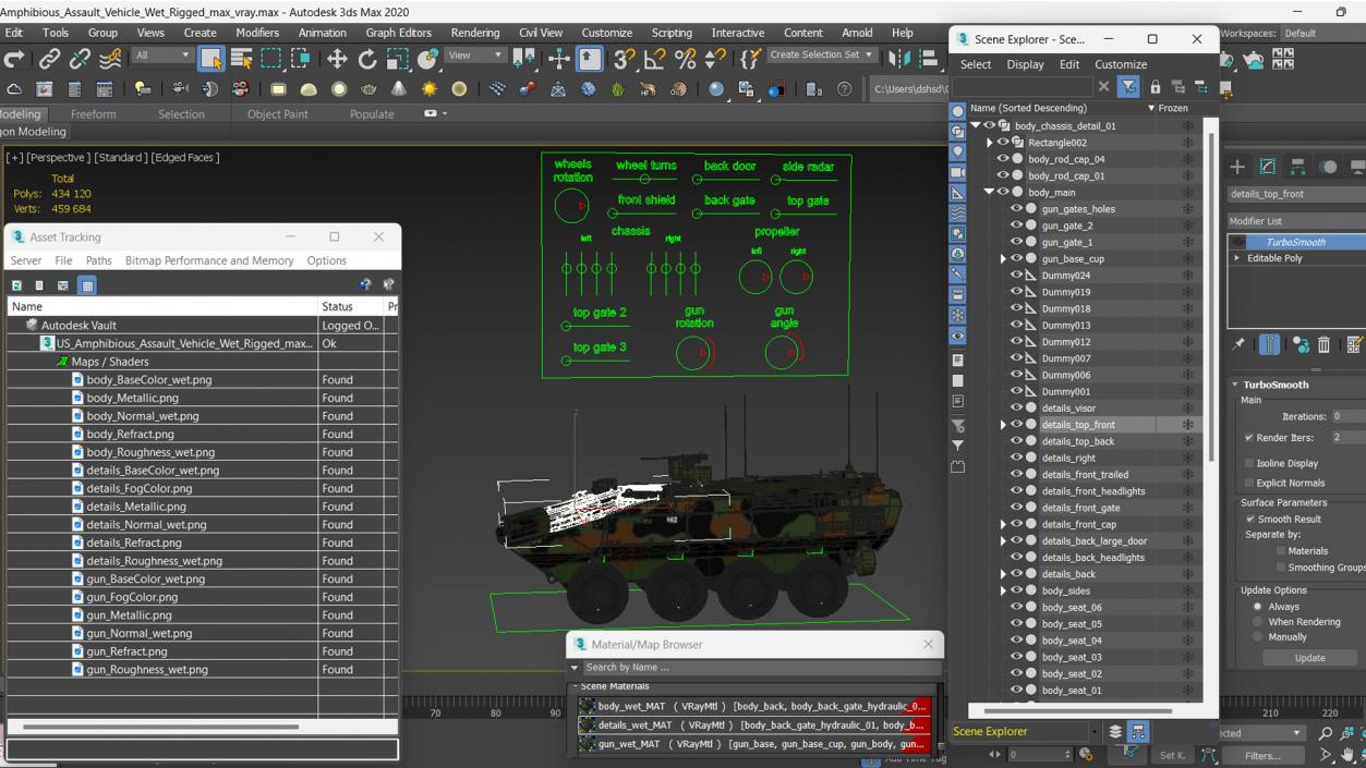 US Amphibious Assault Vehicle Wet Rigged for Maya 3D model