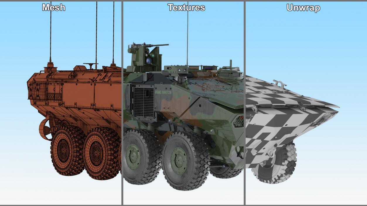 US Amphibious Assault Vehicle Wet Rigged for Maya 3D model