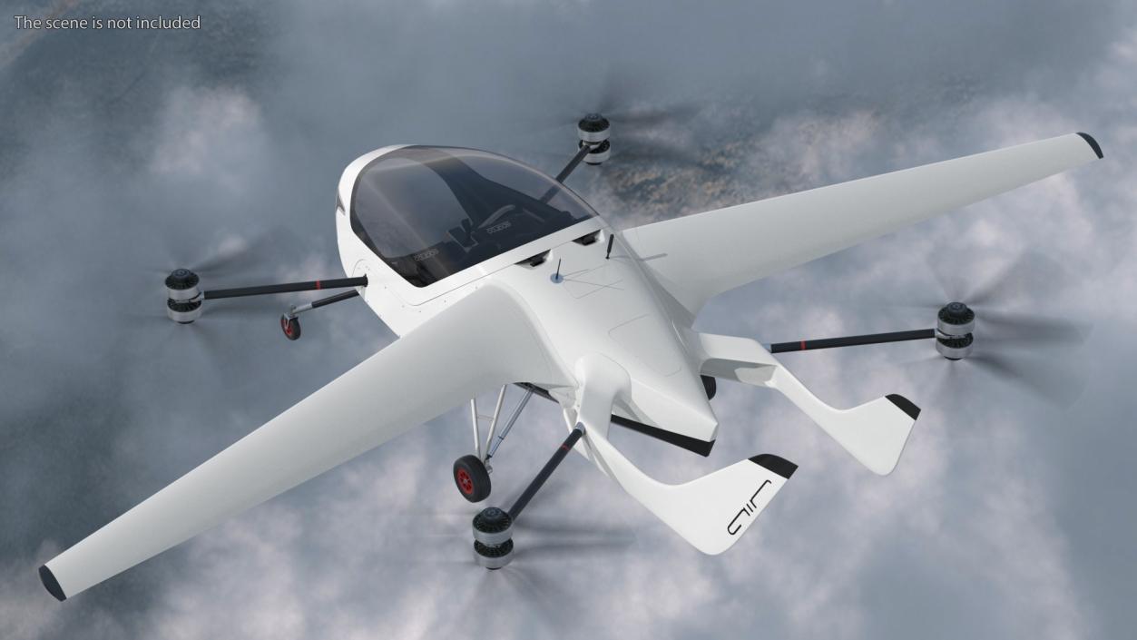 3D model eVTOL Air One Two Seater Aeroplane Rigged for Cinema 4D