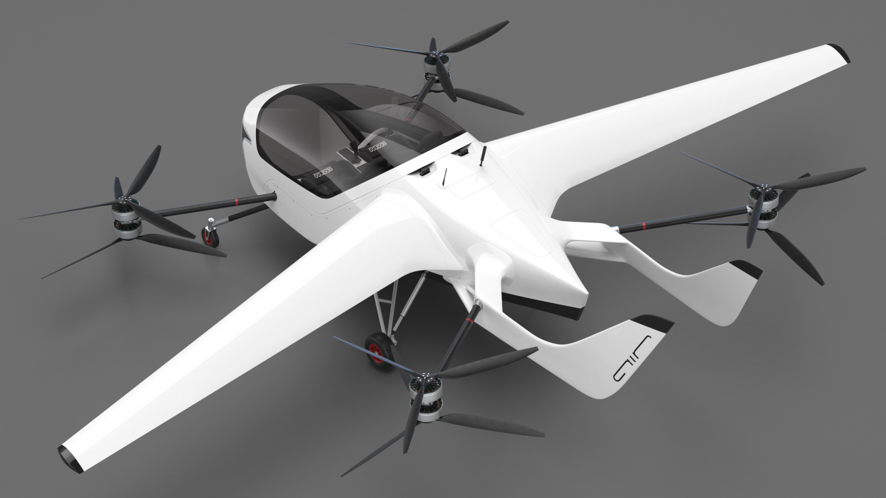 3D model eVTOL Air One Two Seater Aeroplane Rigged for Cinema 4D