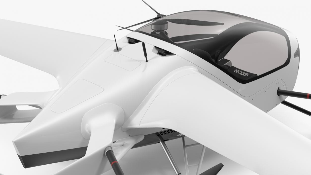 3D model eVTOL Air One Two Seater Aeroplane Rigged for Cinema 4D