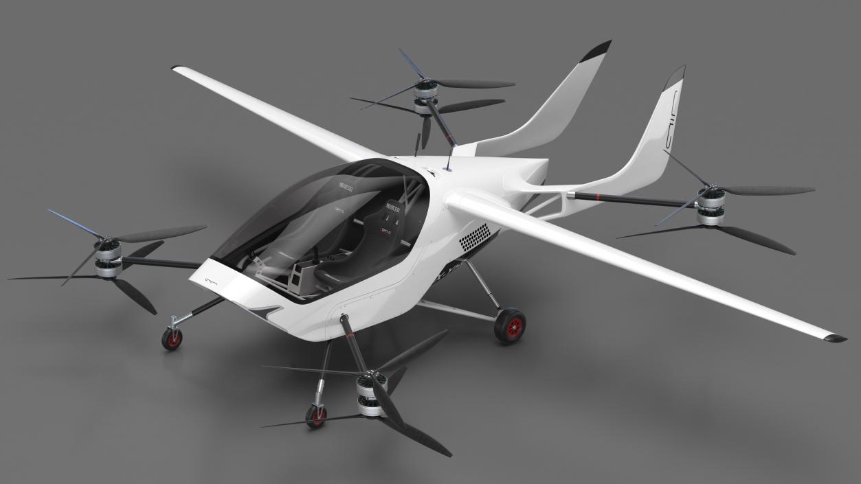 3D model eVTOL Air One Two Seater Aeroplane Rigged for Cinema 4D