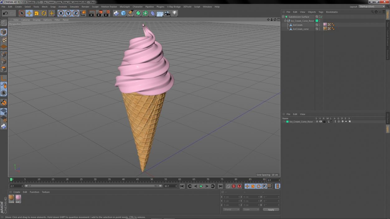 Ice Cream Cone Rose 3D model