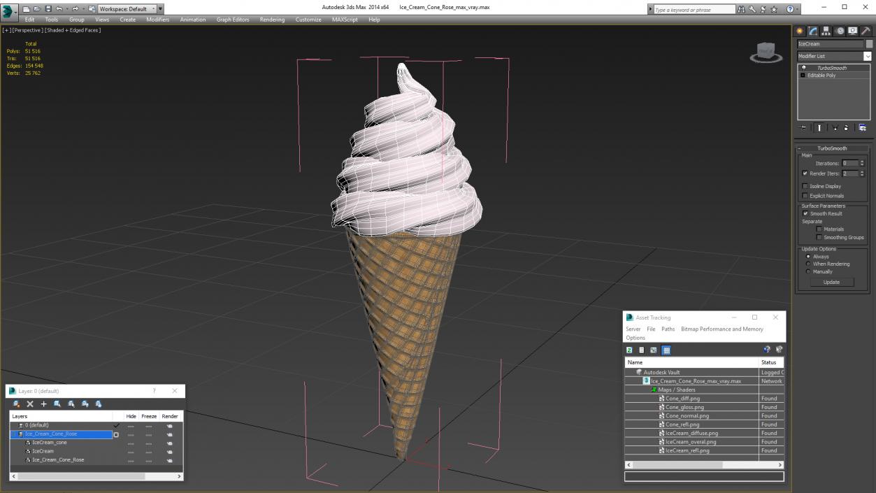 Ice Cream Cone Rose 3D model