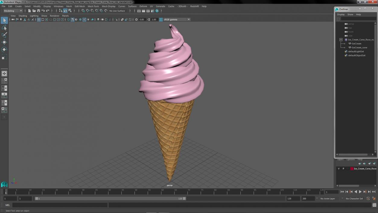 Ice Cream Cone Rose 3D model