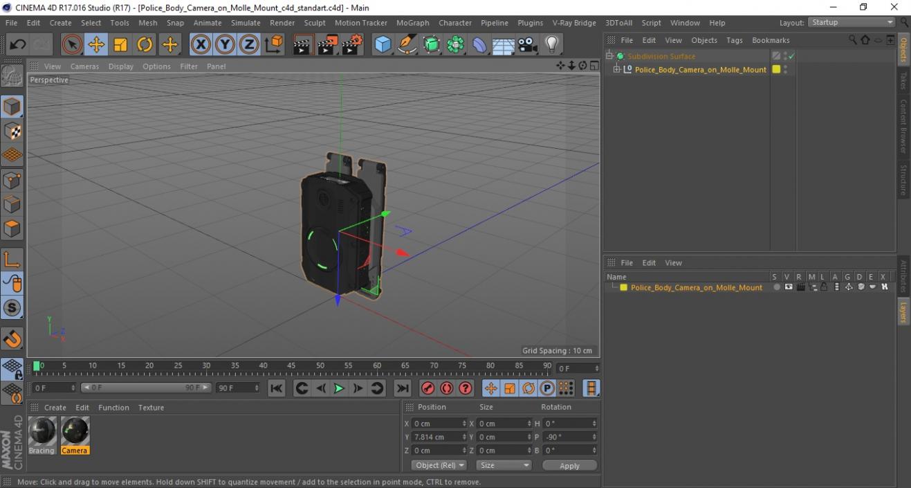 3D Police Body Camera on Molle Mount model