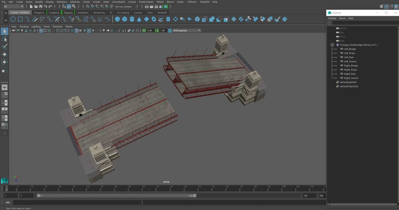 3D model Chicago Drawbridge Raised