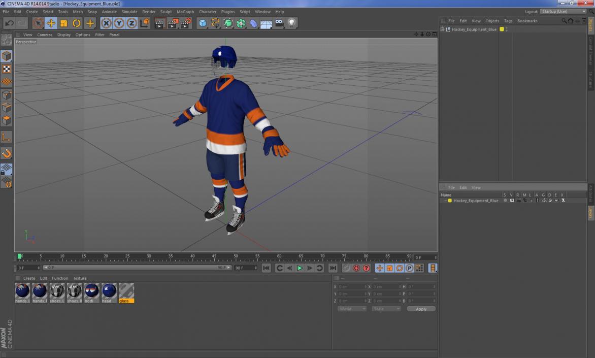 3D Hockey Equipment Blue 2 model