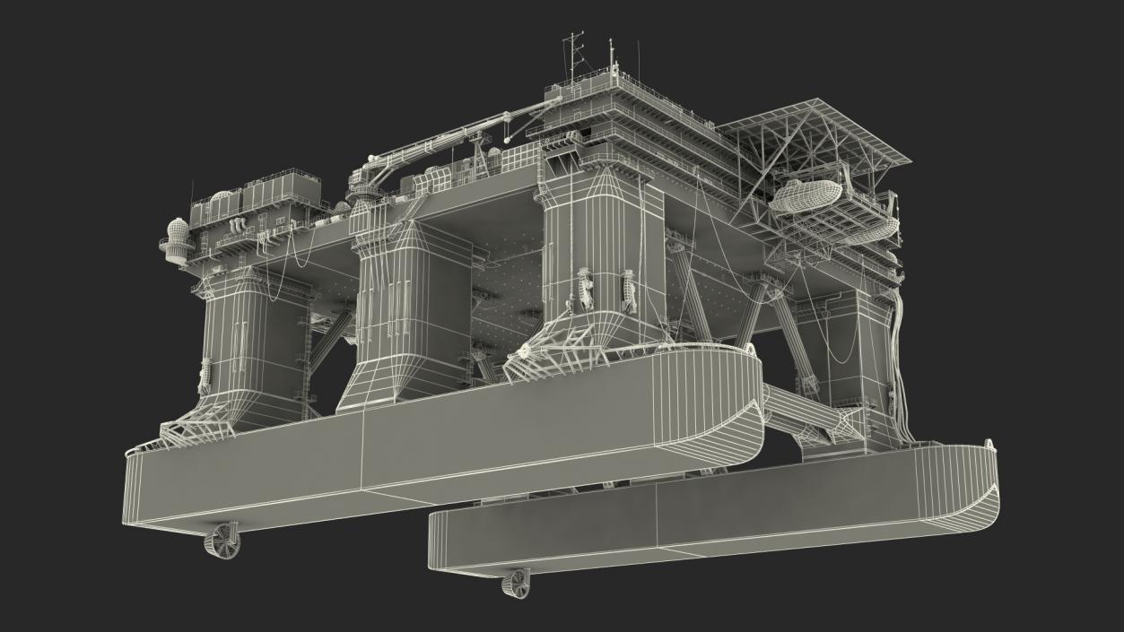 Self Propelled Twin Hulled Semi Submersible Platform 3D