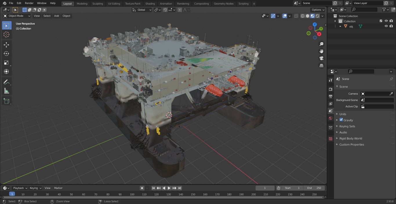 Self Propelled Twin Hulled Semi Submersible Platform 3D