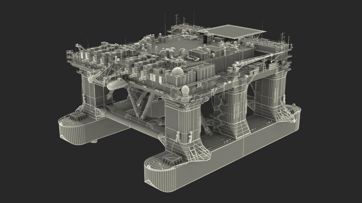 Self Propelled Twin Hulled Semi Submersible Platform 3D