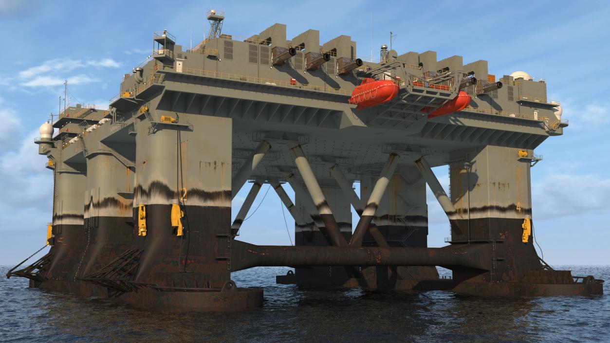 Self Propelled Twin Hulled Semi Submersible Platform 3D