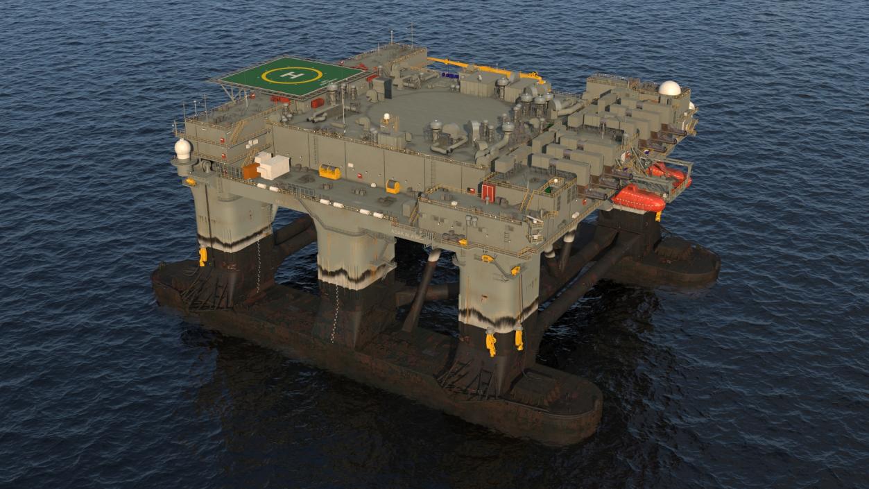 Self Propelled Twin Hulled Semi Submersible Platform 3D