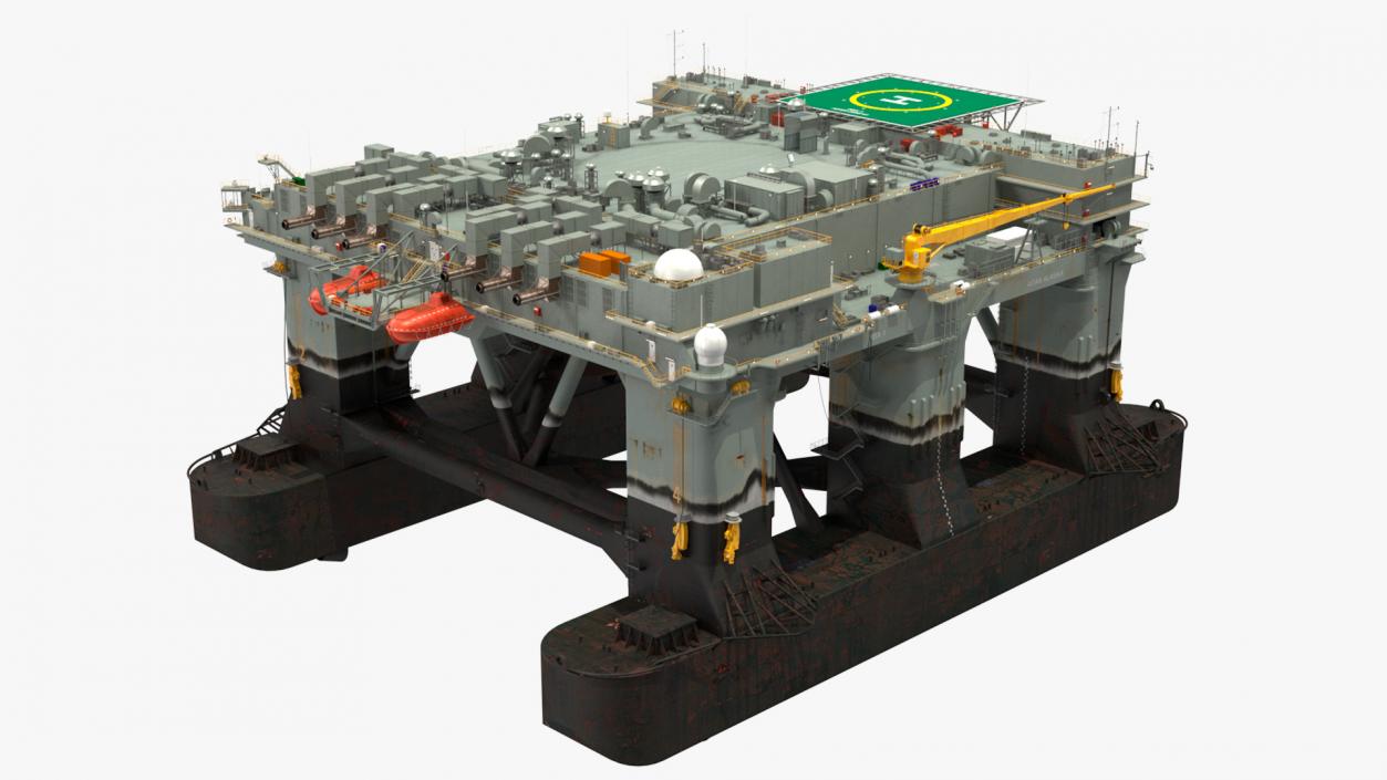 Self Propelled Twin Hulled Semi Submersible Platform 3D