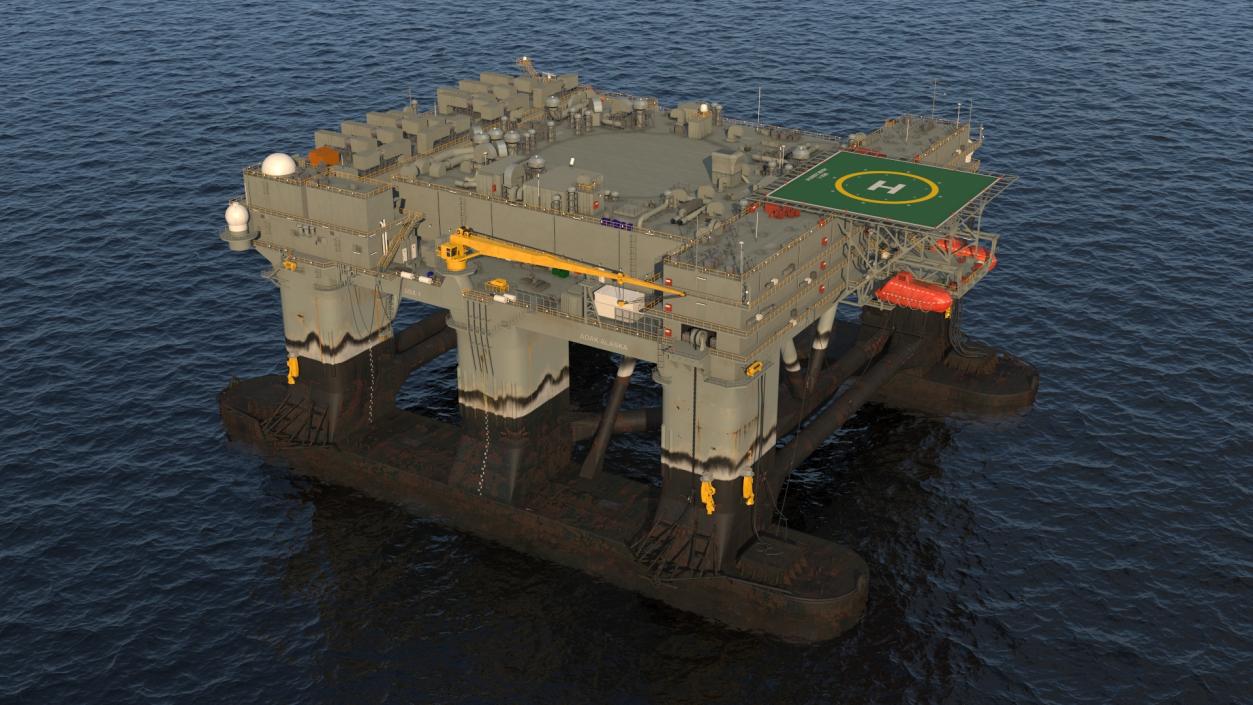 Self Propelled Twin Hulled Semi Submersible Platform 3D