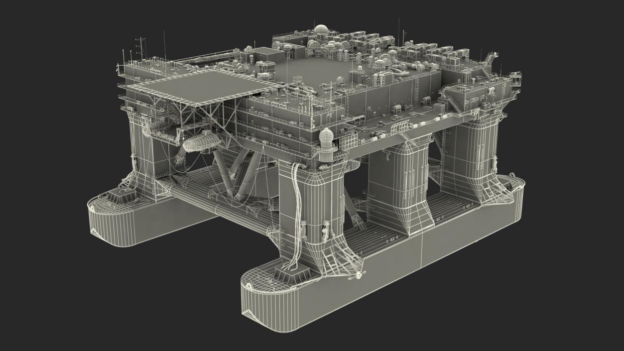 Self Propelled Twin Hulled Semi Submersible Platform 3D