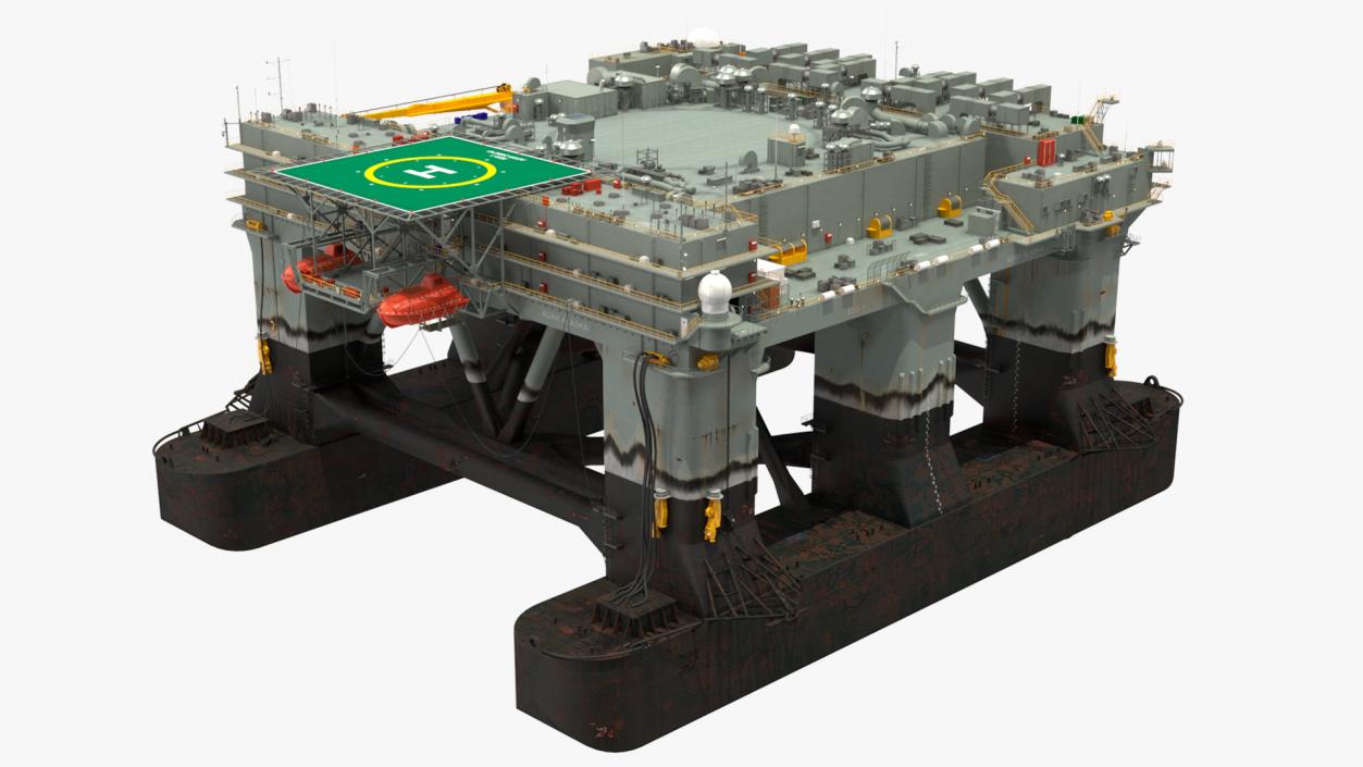 Self Propelled Twin Hulled Semi Submersible Platform 3D