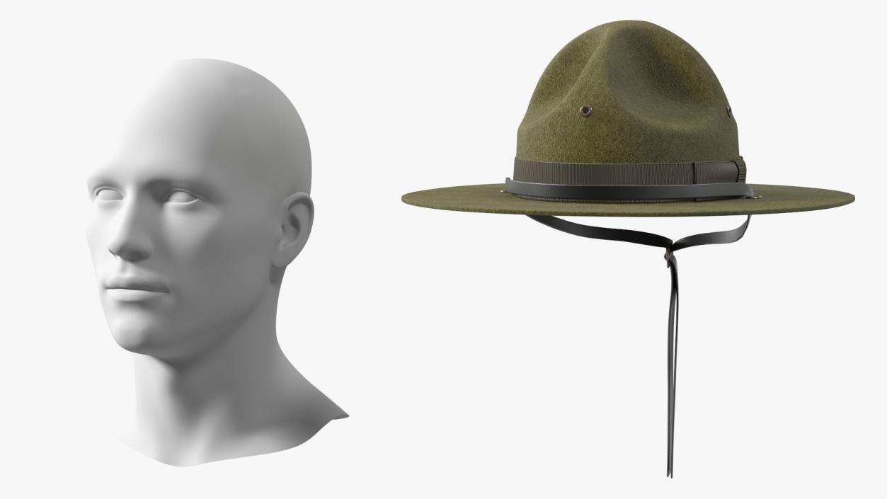 3D model Military Sergeant Cap Green on Mannequin