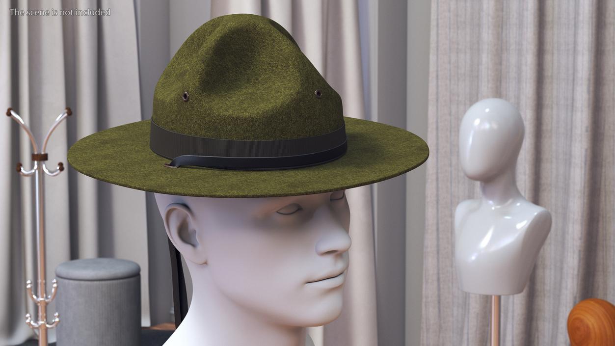 3D model Military Sergeant Cap Green on Mannequin