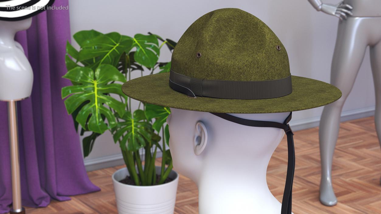 3D model Military Sergeant Cap Green on Mannequin