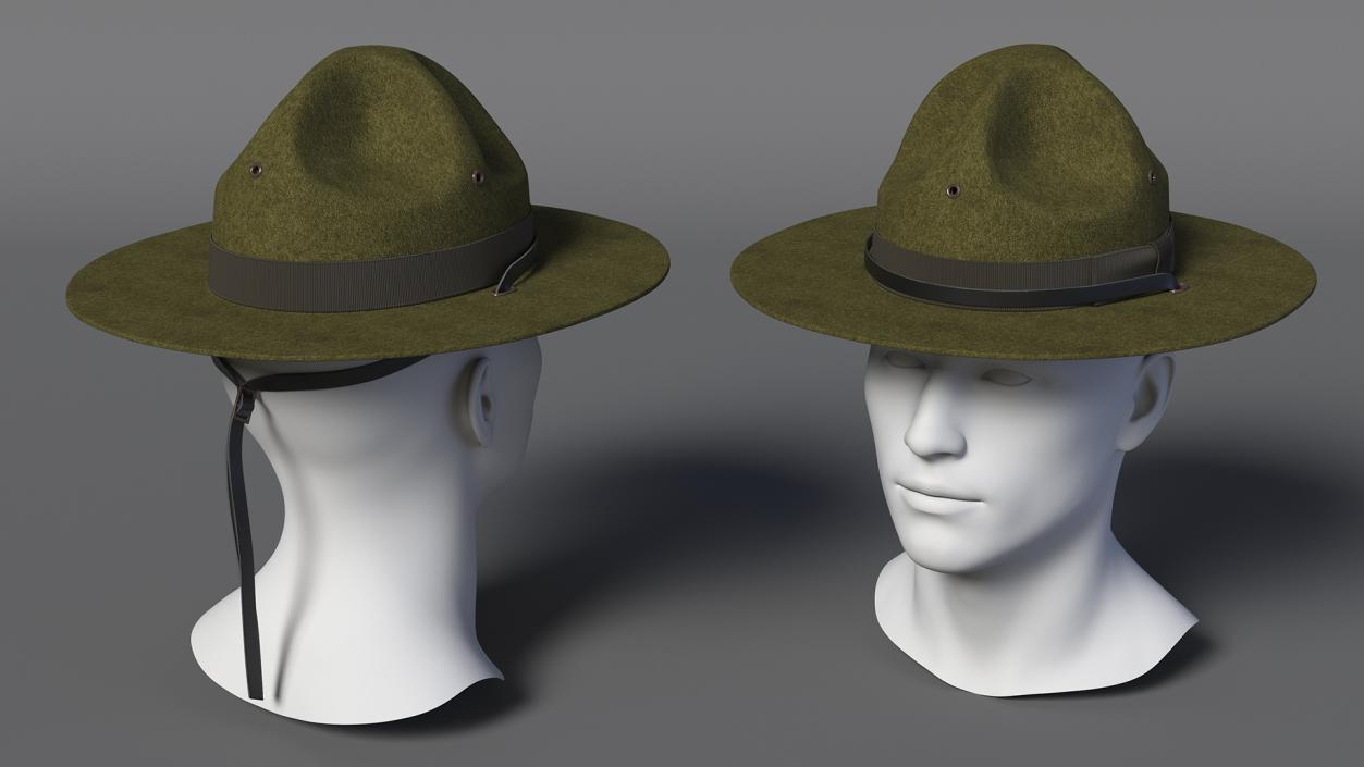 3D model Military Sergeant Cap Green on Mannequin