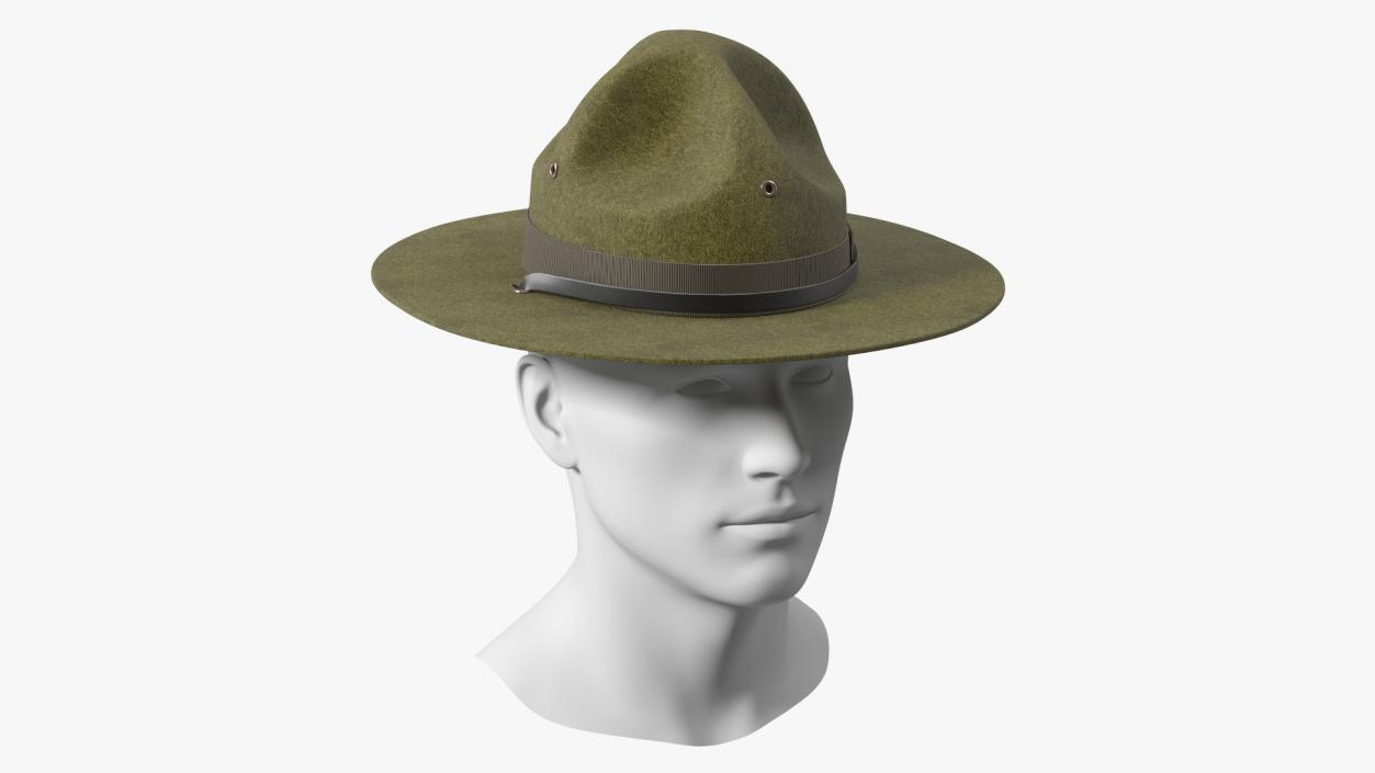 3D model Military Sergeant Cap Green on Mannequin