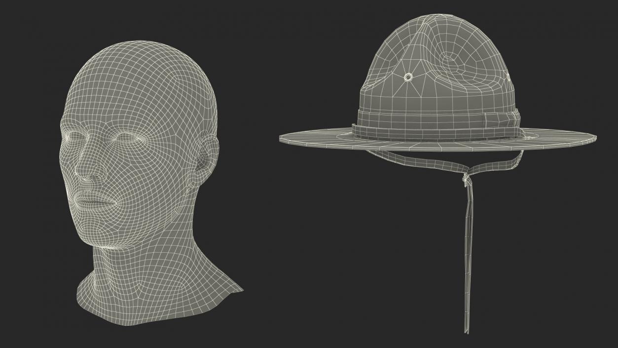 3D model Military Sergeant Cap Green on Mannequin