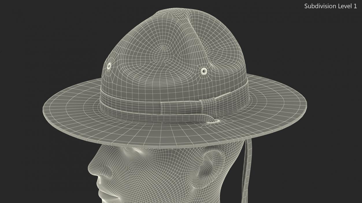 3D model Military Sergeant Cap Green on Mannequin