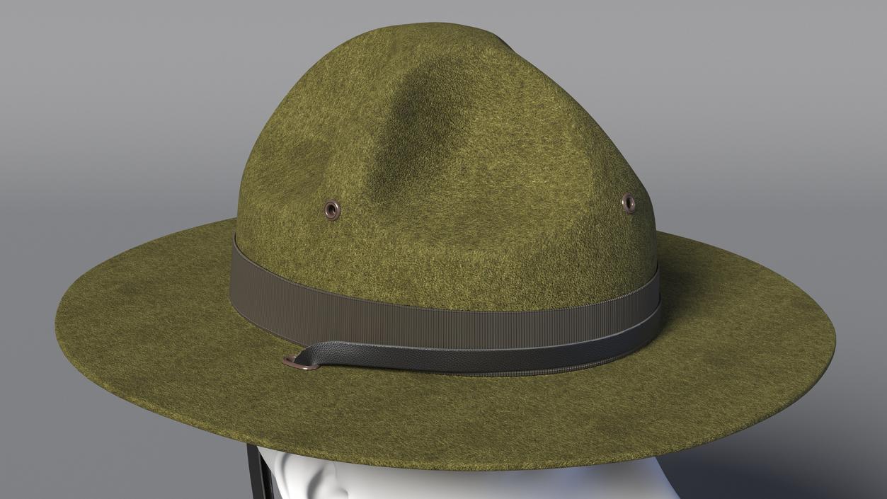 3D model Military Sergeant Cap Green on Mannequin