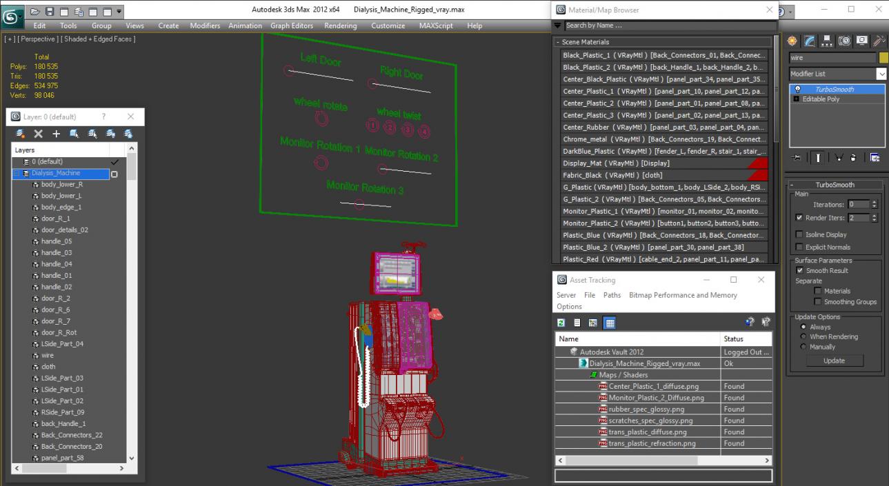 3D Dialysis Machine Rigged model