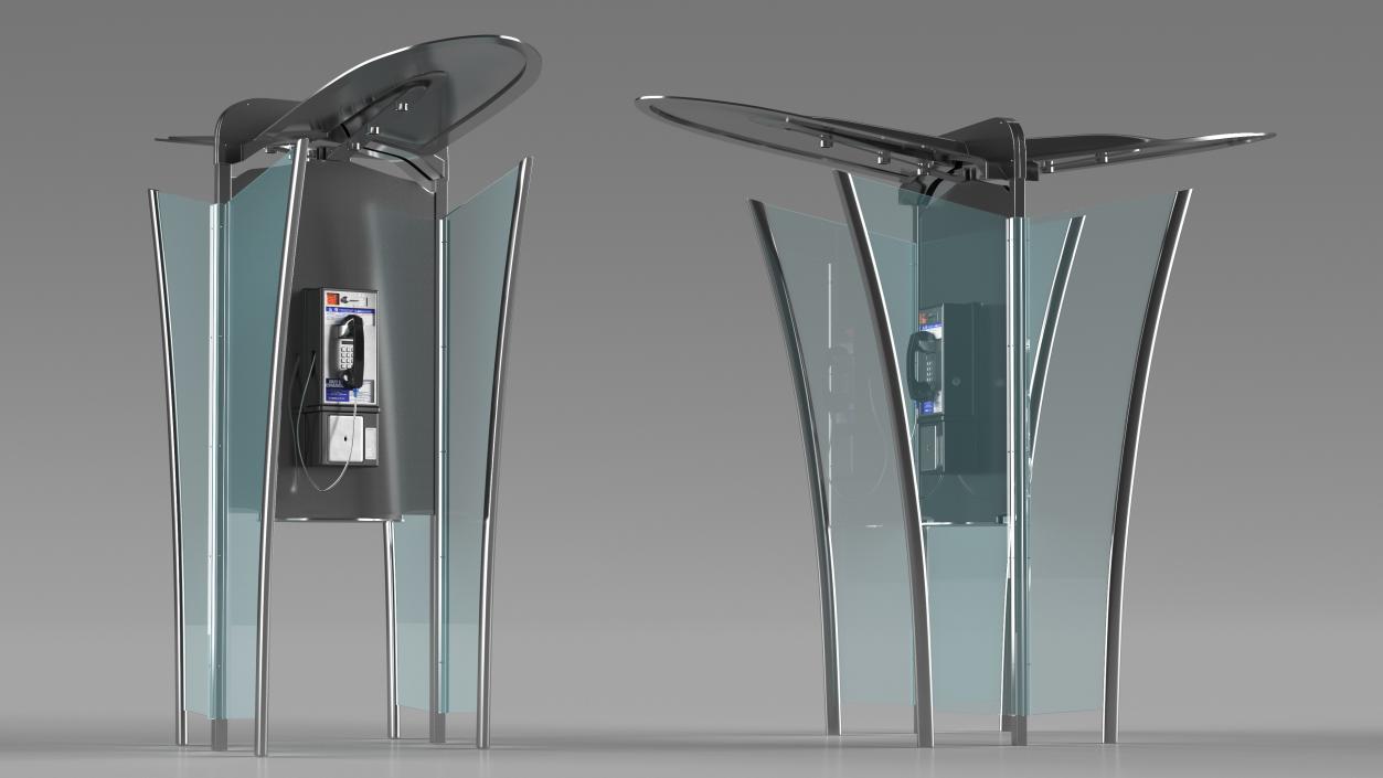 Modern Glass Phone Booth 3D model