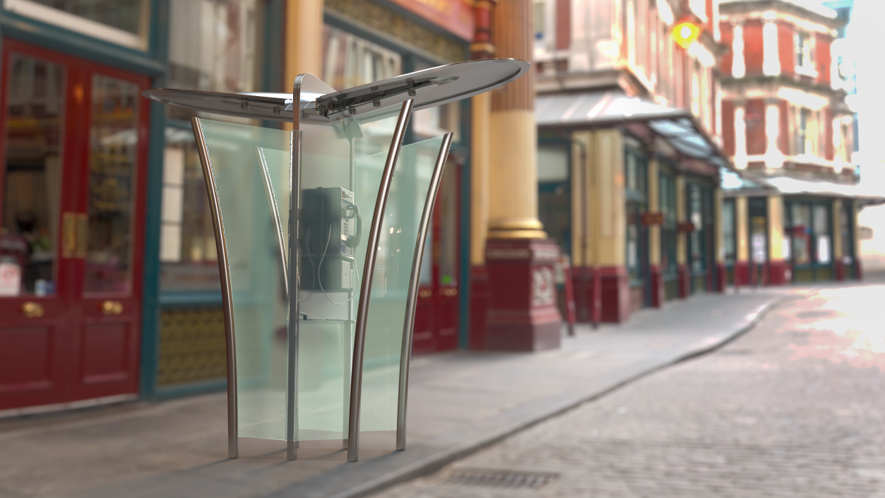 Modern Glass Phone Booth 3D model