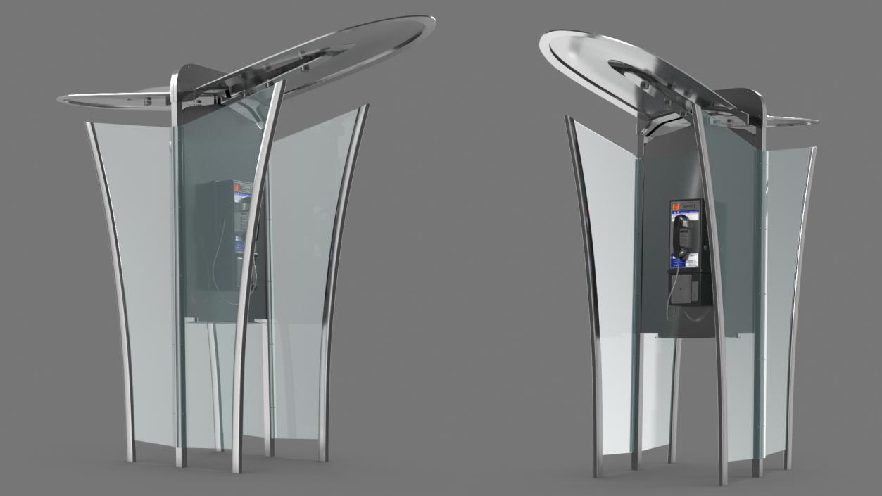 Modern Glass Phone Booth 3D model