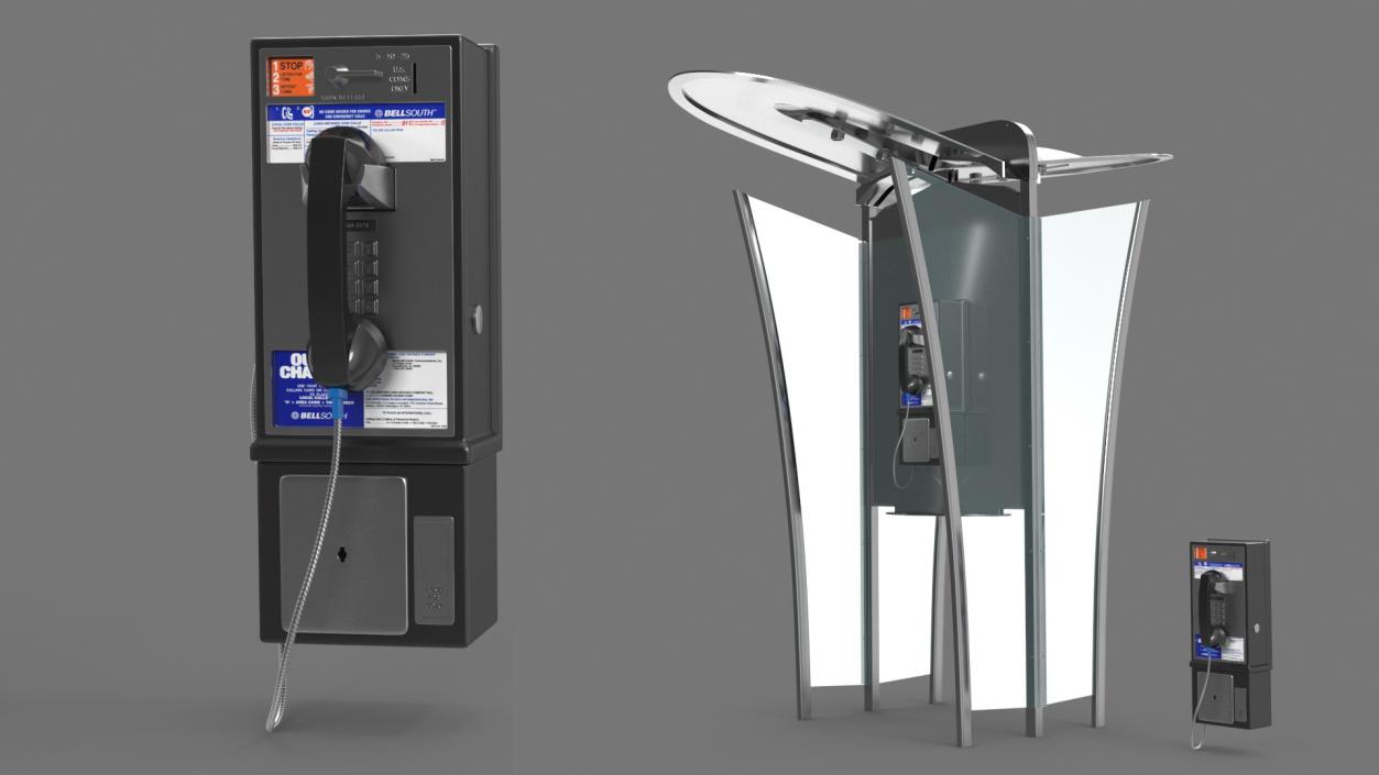 Modern Glass Phone Booth 3D model