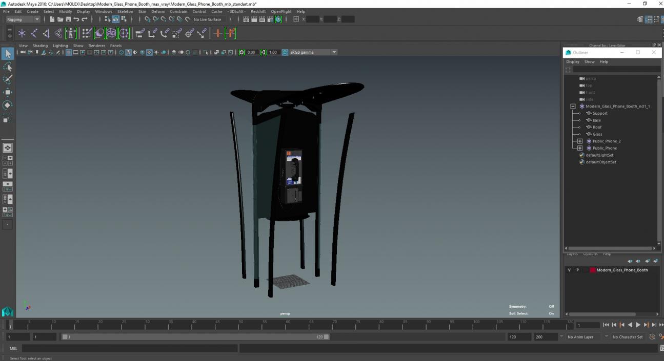 Modern Glass Phone Booth 3D model