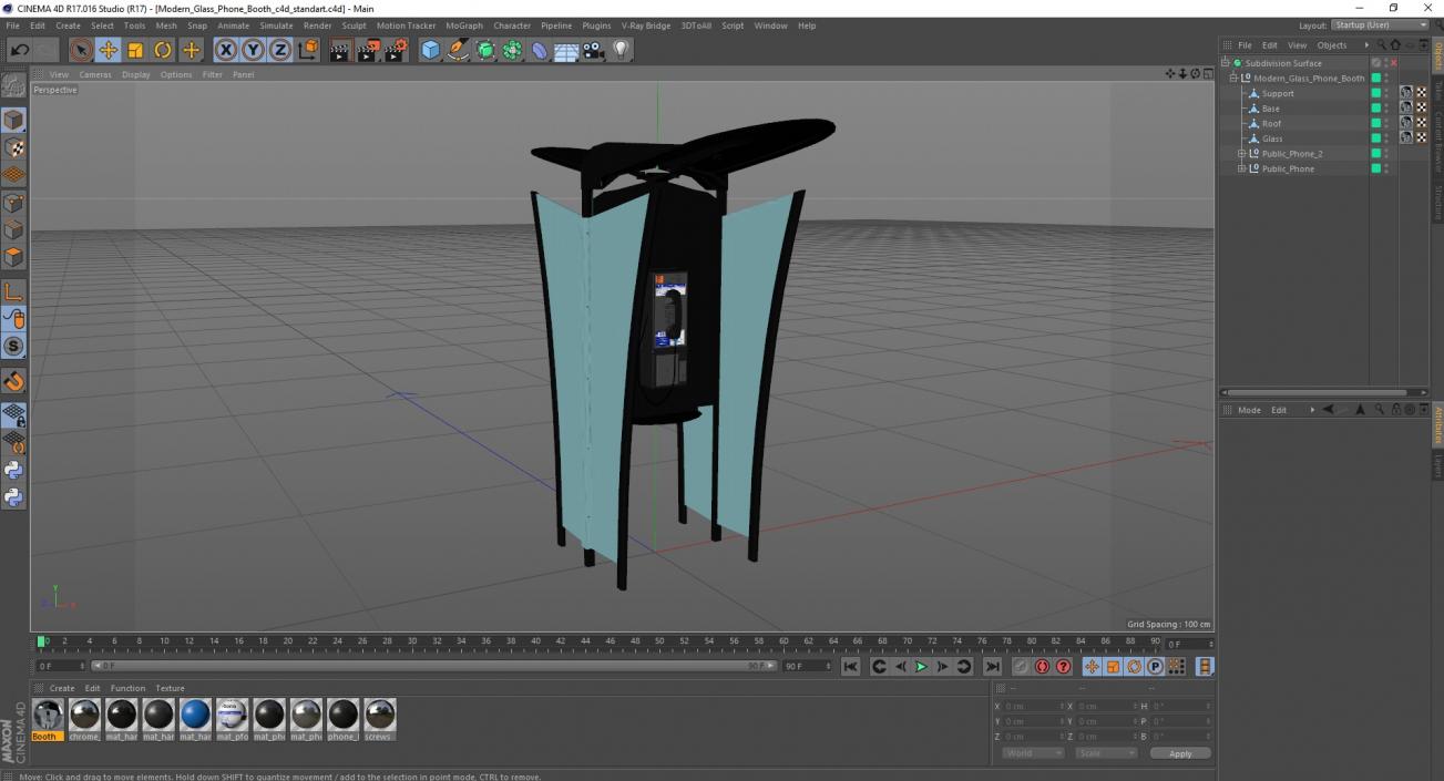 Modern Glass Phone Booth 3D model