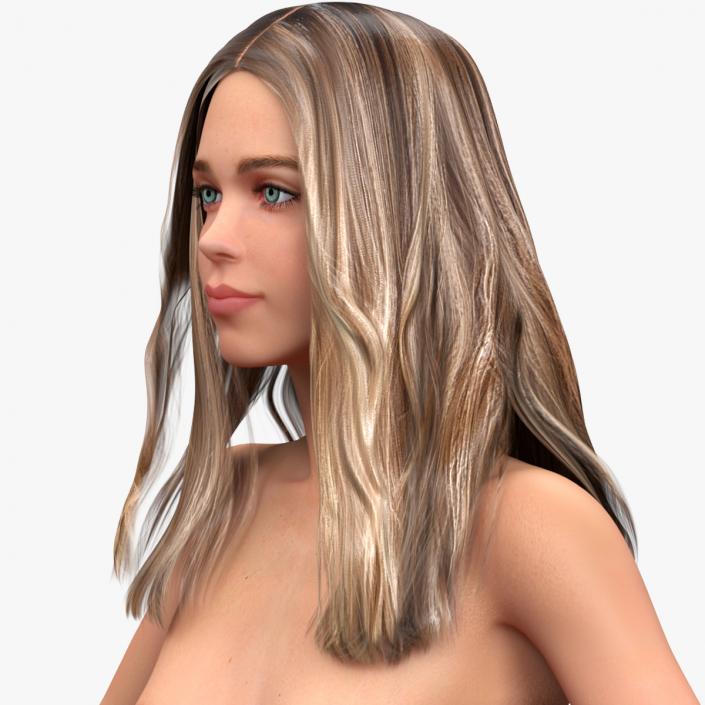 3D Caucasian Naked Woman T-pose model