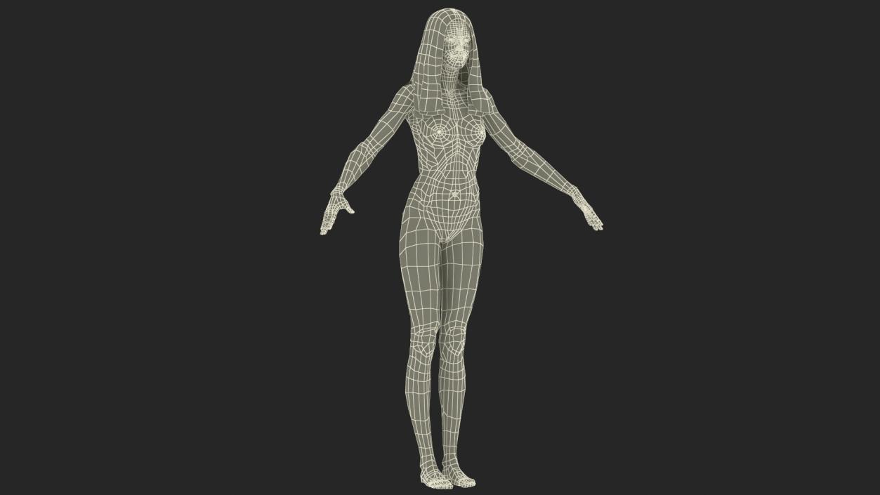 3D Caucasian Naked Woman T-pose model