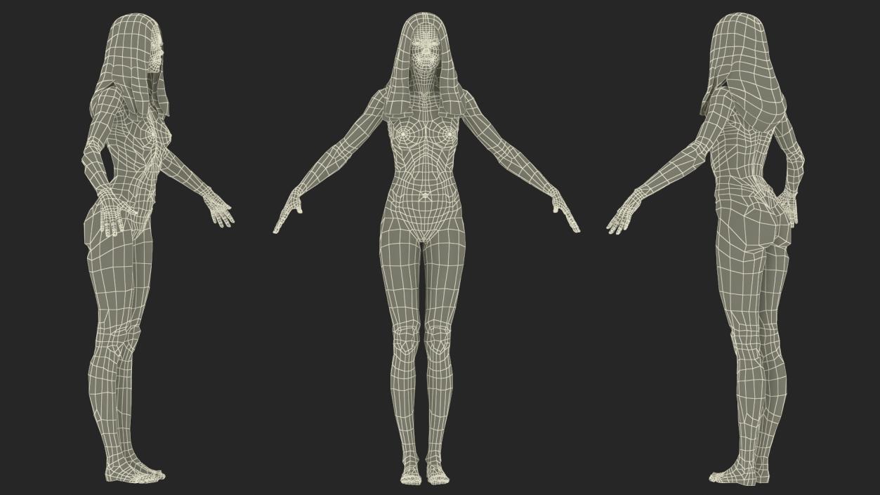 3D Caucasian Naked Woman T-pose model