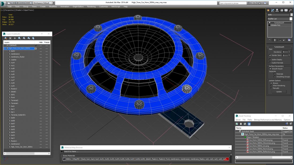 High Tone Car Horn 500Hz 3D model