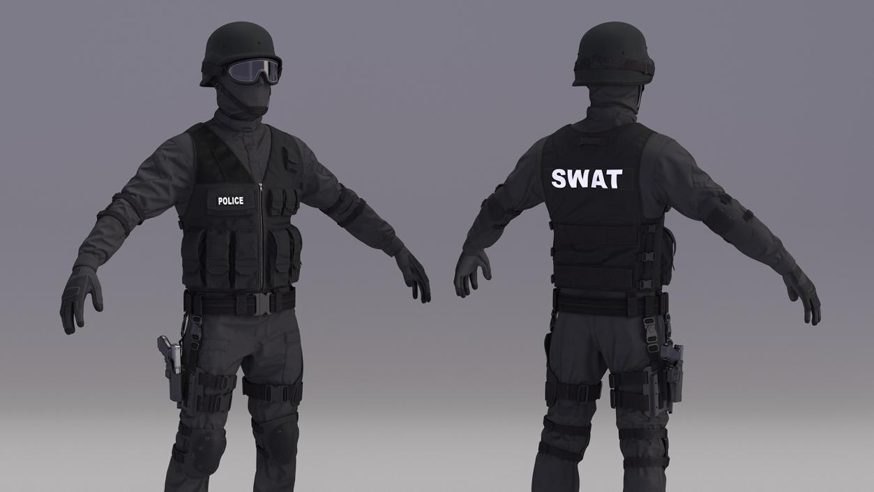 3D model SWAT Police Officer Tactical Gear 2