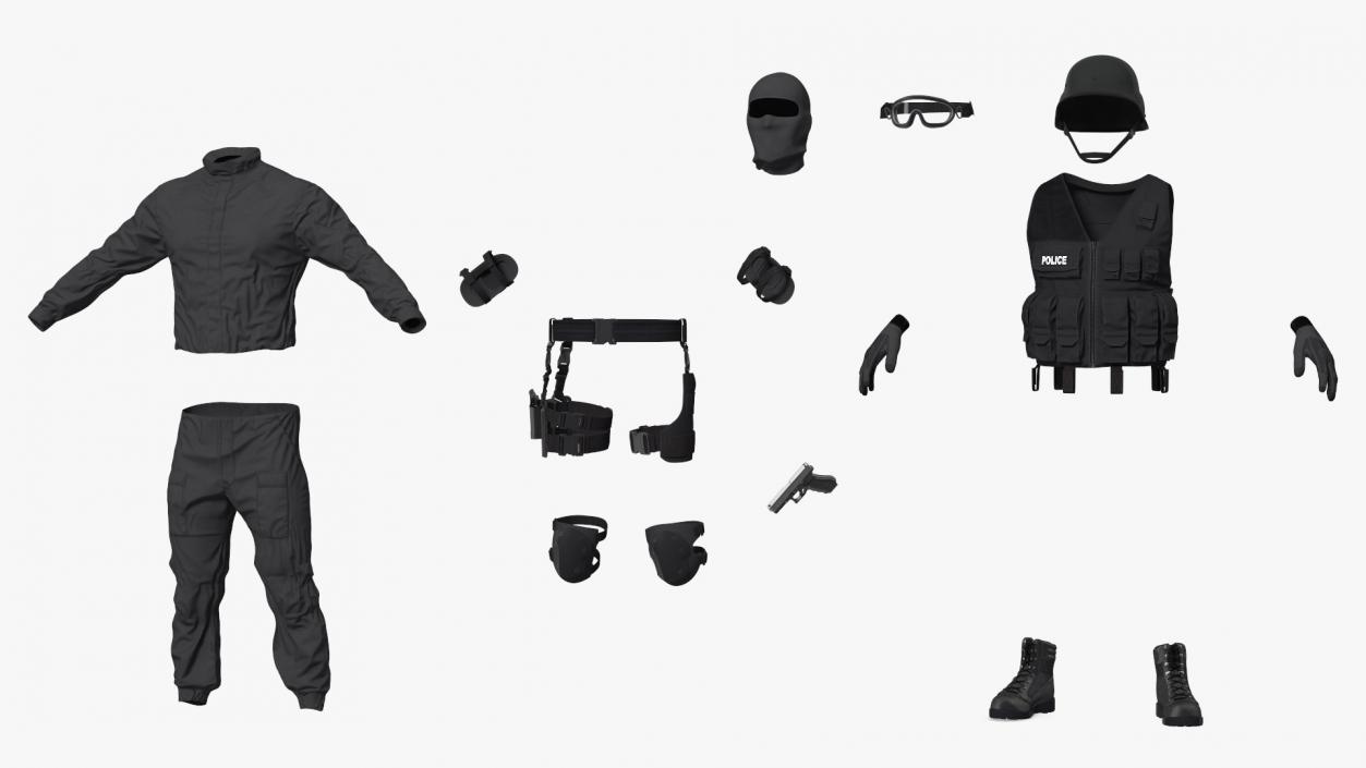 3D model SWAT Police Officer Tactical Gear 2