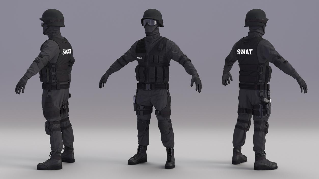 3D model SWAT Police Officer Tactical Gear 2