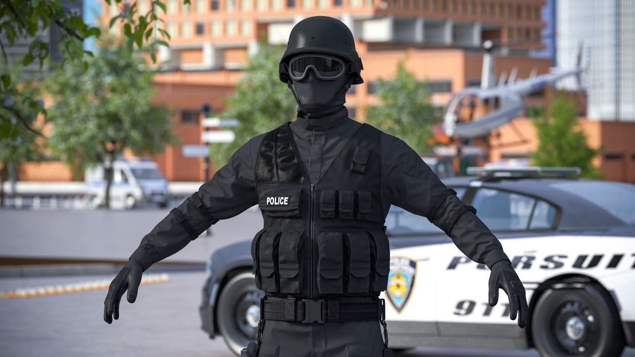 3D model SWAT Police Officer Tactical Gear 2