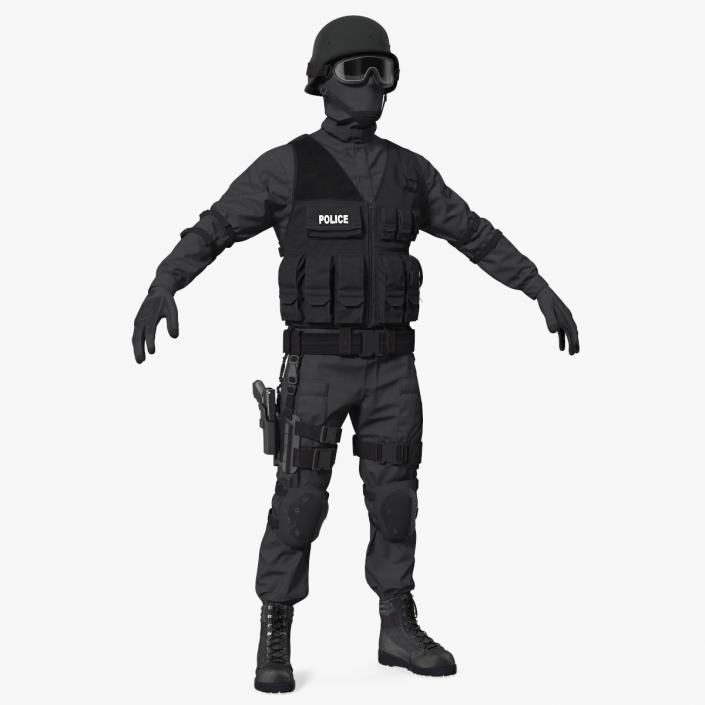 3D model SWAT Police Officer Tactical Gear 2