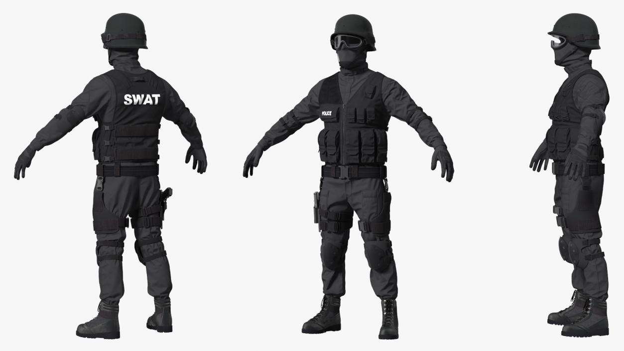 3D model SWAT Police Officer Tactical Gear 2